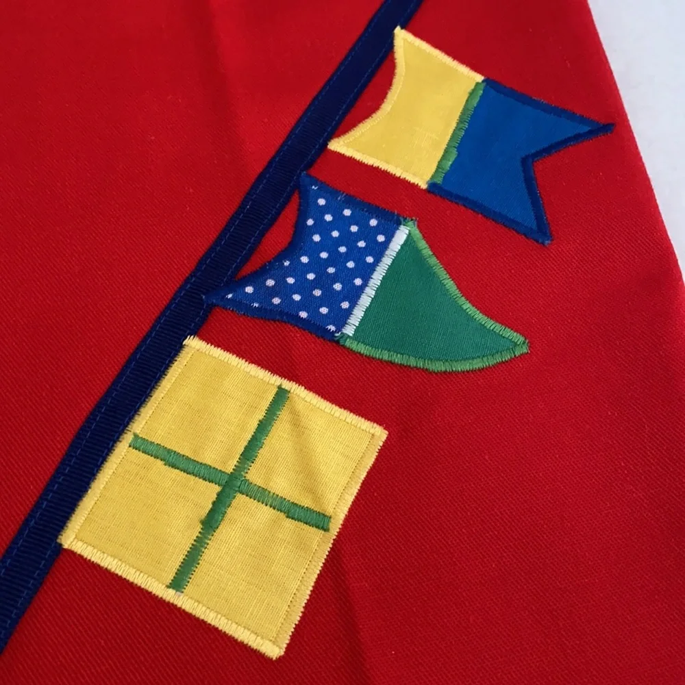 {VTG} The Frog Pond | 80s Embroidered Flags High Waisted Pleated Capri Pants Red - Picture 9 of 16